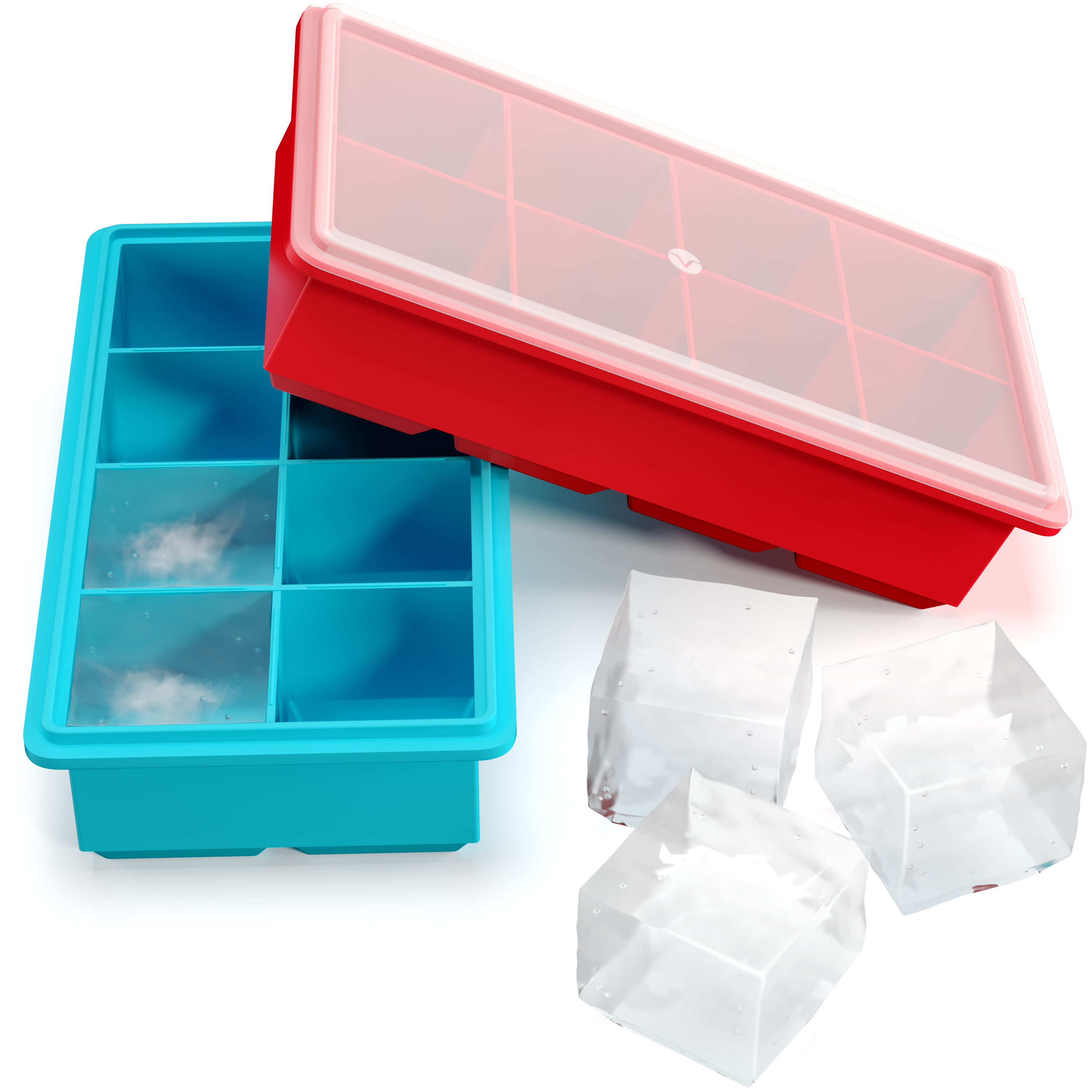 Vremi® Stackable Large Ice Cube Trays  — Red and Blue