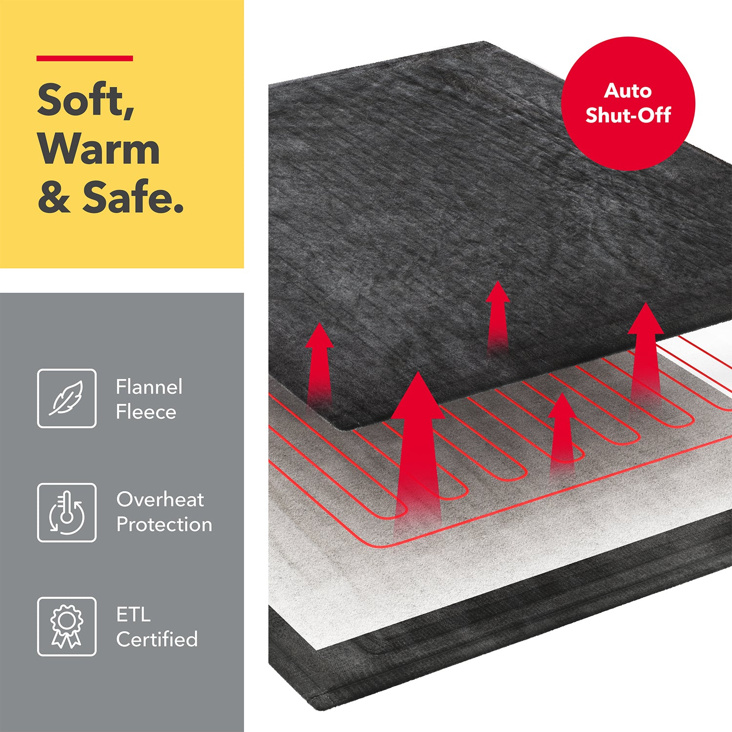 Heated Blanket with 6 Heat and 8 Time Settings