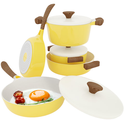 Masterpiece Dinner Ceramic Cookware Set - Yellow – Vremi® Home & Kitchen