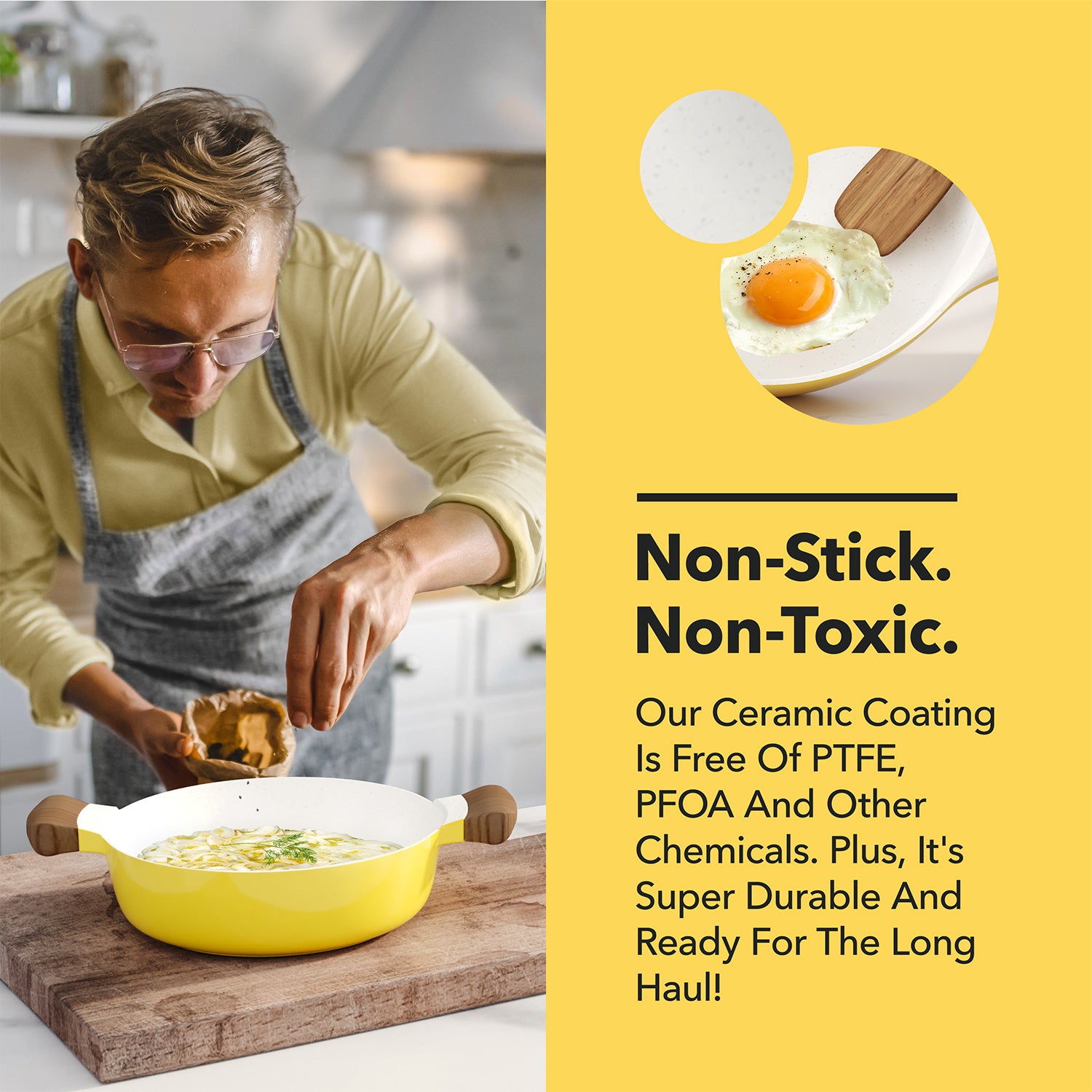 Yellow Ceramic Nonstick Cookware