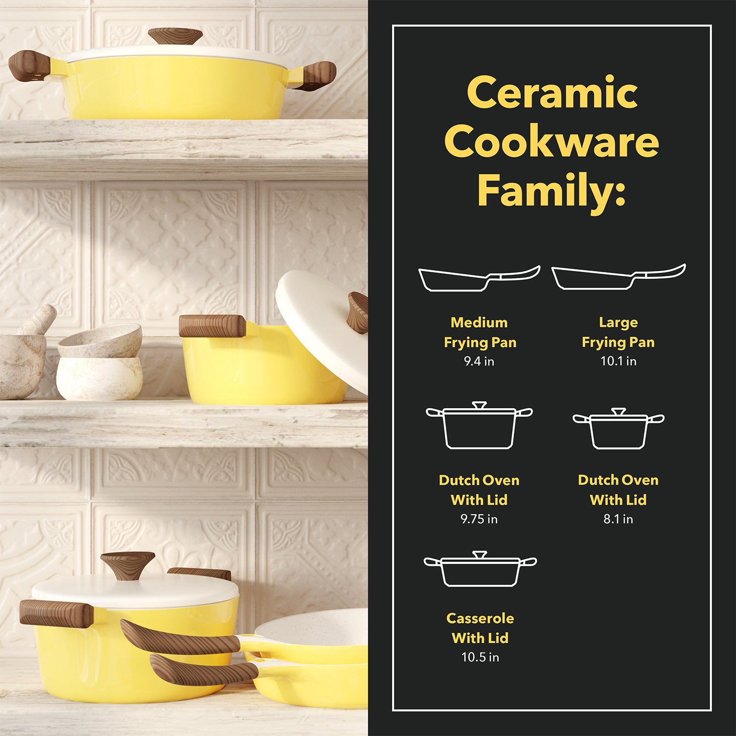  Vremi 8 Piece Ceramic Nonstick Cookware Set Induction