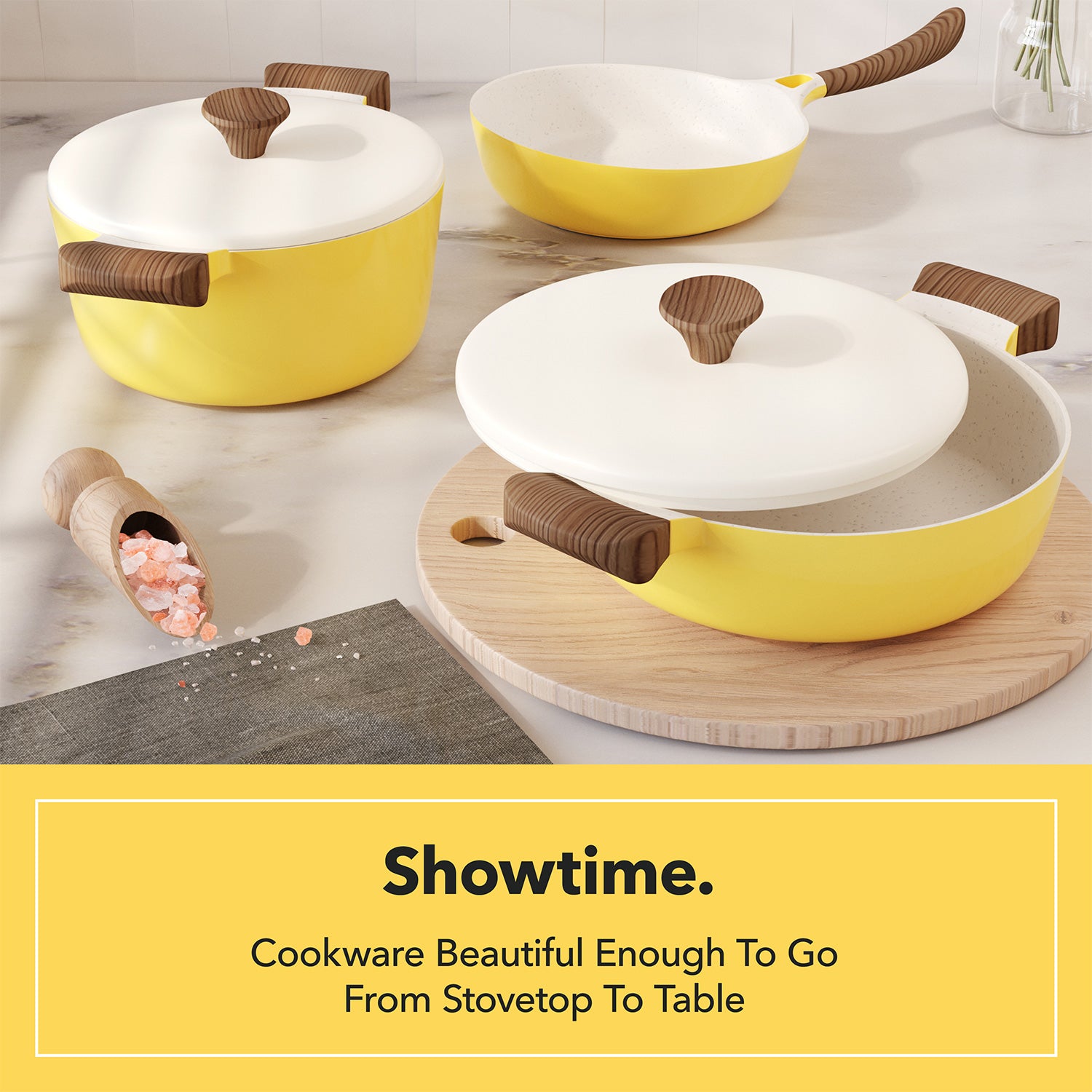 Masterpiece Dinner Ceramic Cookware Set - Yellow