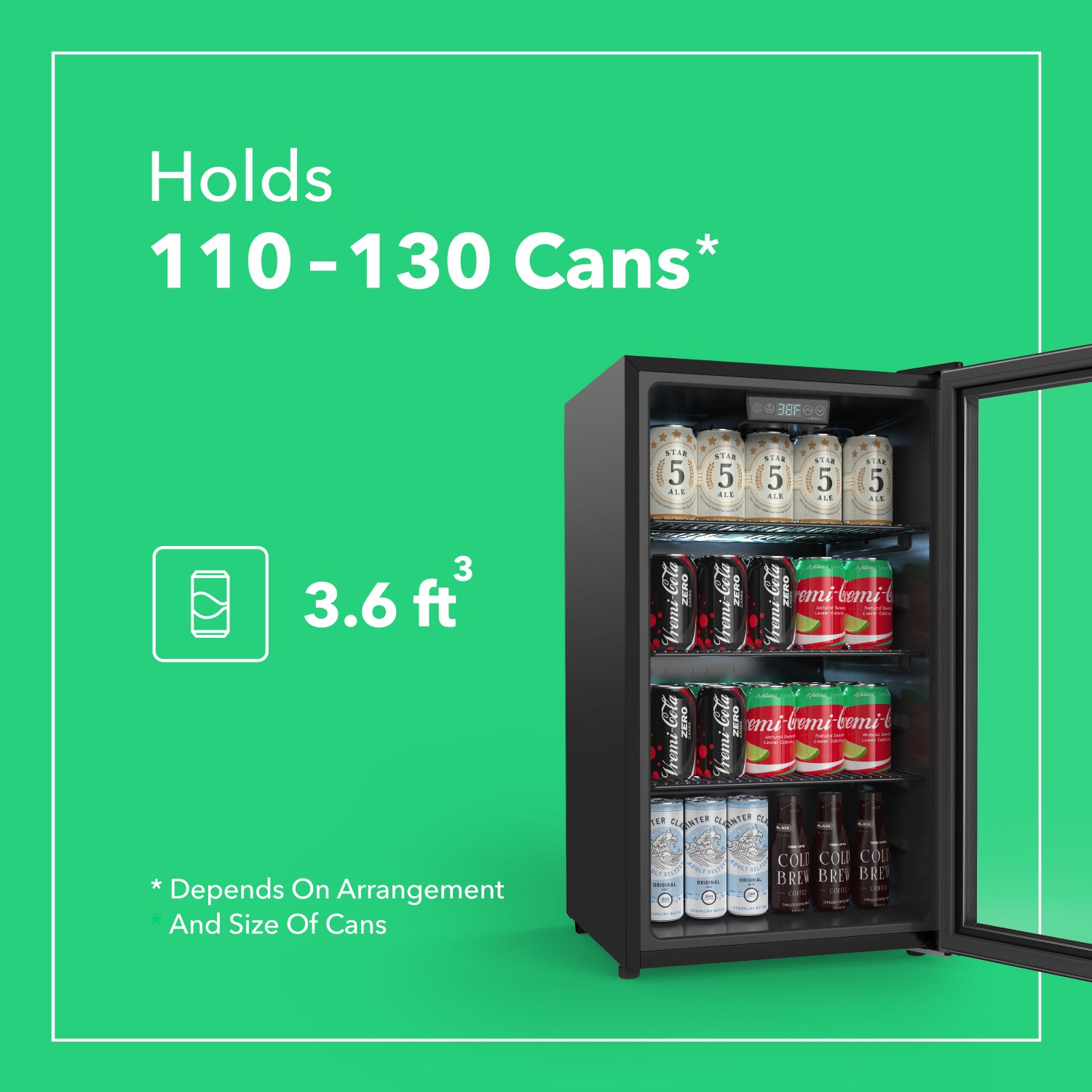 Beverage Refrigerator and Cooler - 110 to 130 Can Mini Fridge