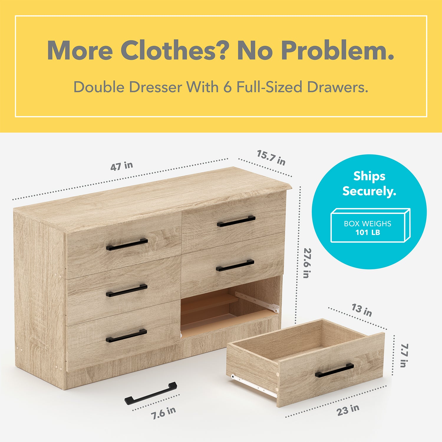 Vremi® Wood 6 Drawer Dresser
