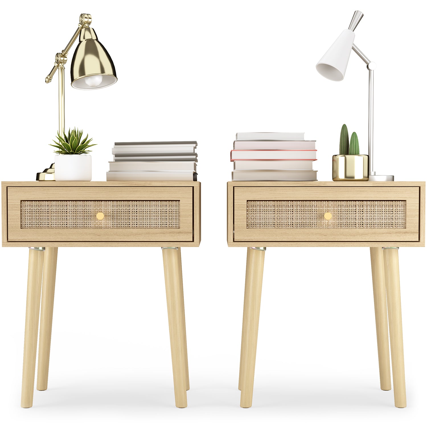 Vremi® Side Table Rattan - 2 pack